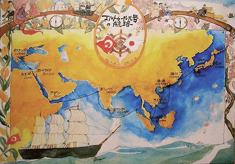 A painting made in Japan in 1890 to strengthen Ottoman–Japanese friendship after the Ertuğrul disaster.