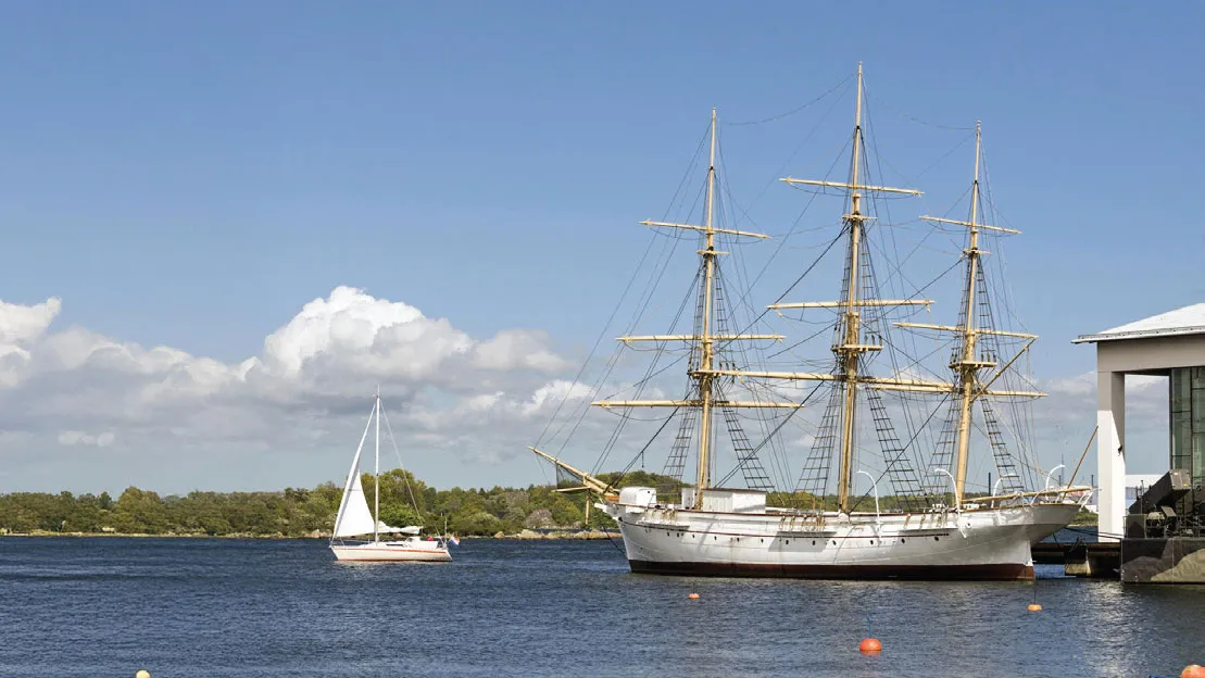 The last Jarramas, a tall sailing ship, moored and displayed at the quay of the Swedish Naval Museum today.