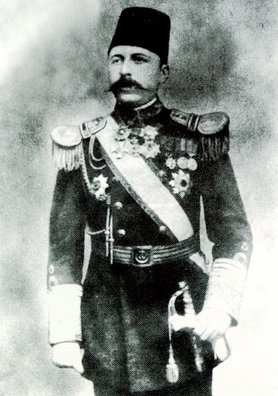 A portrait of Rear Admiral Osman Pasha, commander of the Ertuğrul frigate, in full Ottoman naval uniform.